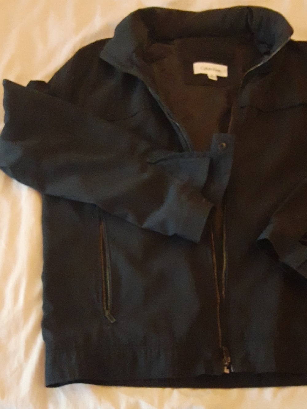 Calvin Klein Black Casual/rain Zip Jacket, Size M